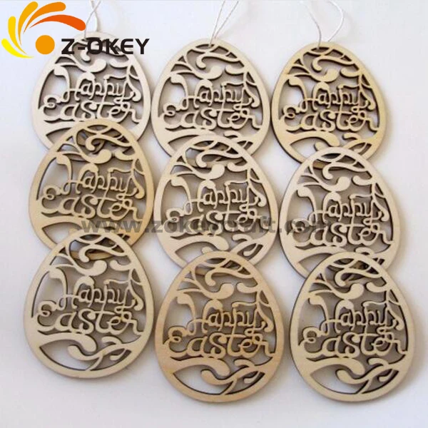 Easter egg 2018 laser cutting wood decoration pendant customized