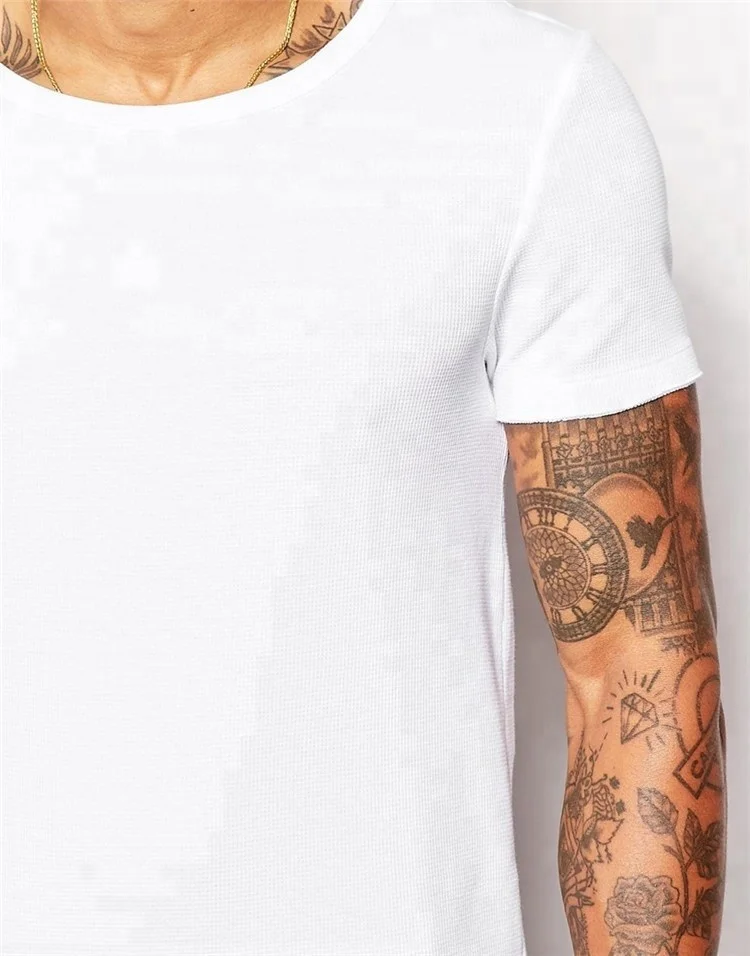 White cotton long length t-shirts wholesale