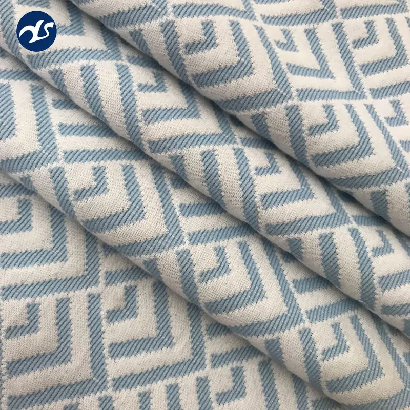 The blue pattern knitted fabric wholesale jacquard knitted mattress fabric