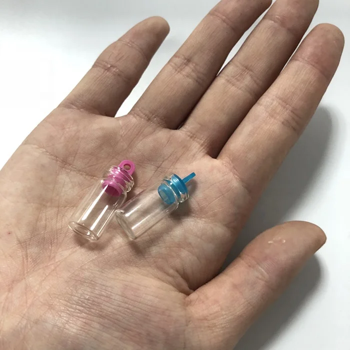 Mini 0.5ml1ml1.5ml2ml glass wishing bottle with plastic wood plug nail accessory sealed container