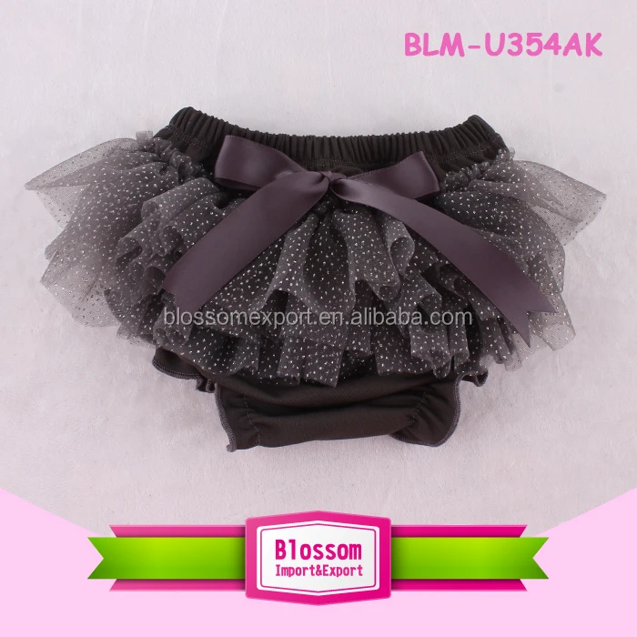 2024 Wholesale chiffon petti ruffle baby bloomer tutu diaper cover 0-6years baby fancy ruffle bloomers