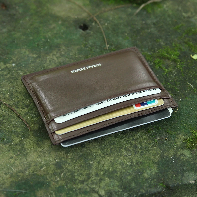 Hiram Beron Italian Leather Credit Card Wallet Brown