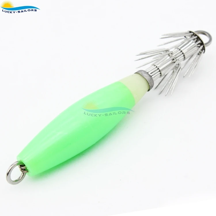 Fishing Fluorescent Squid Cuttlefish Sleeve Jig Fishing Lure Bait Head Hook Luminous Octopus Lure Glow in Dark Fishing hook