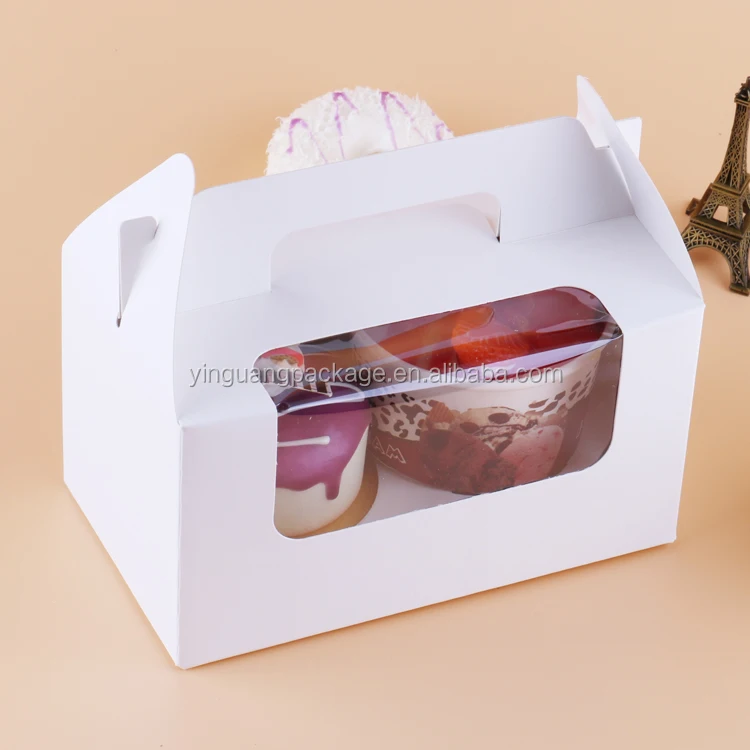 Customized Food Grade Paper Muffin Cupcake Donut Packaging Box with Clear Window