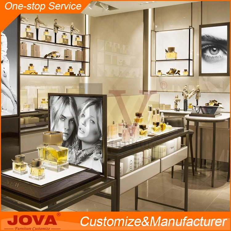 LED lighting perfume store display shelf stands rack cabinet showcase for cosmetic shop counter design