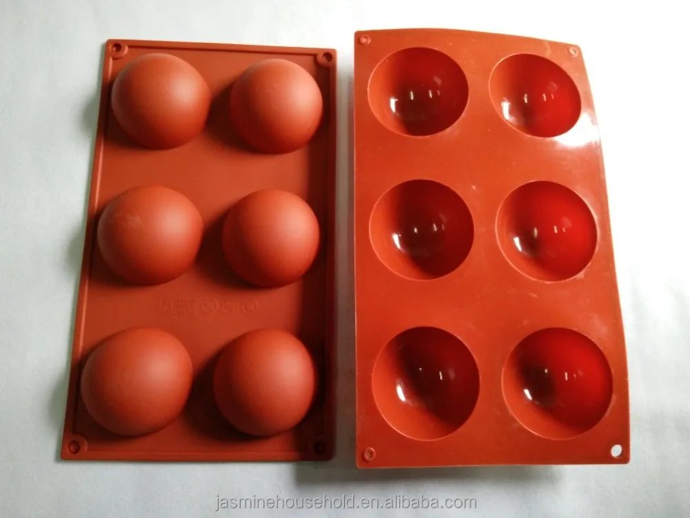 Food Grade  Approved Wholesale 6 Cavities Big 70mm Half Sphere Baking Mold Silicone Cake Mold