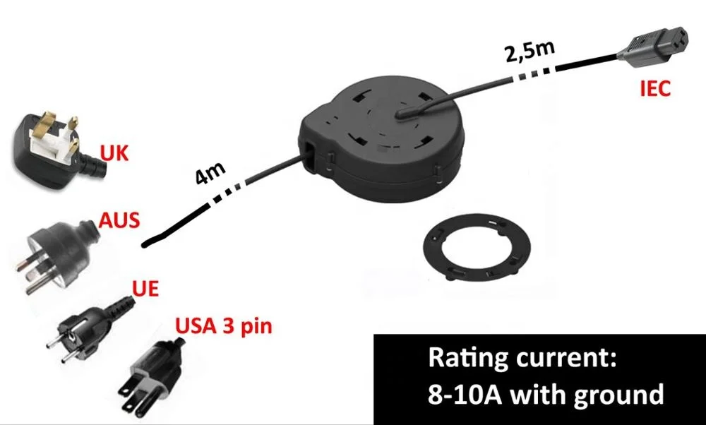 wholesale DYH-1606 4.4M retractable extension power cord automatic electric cable winder