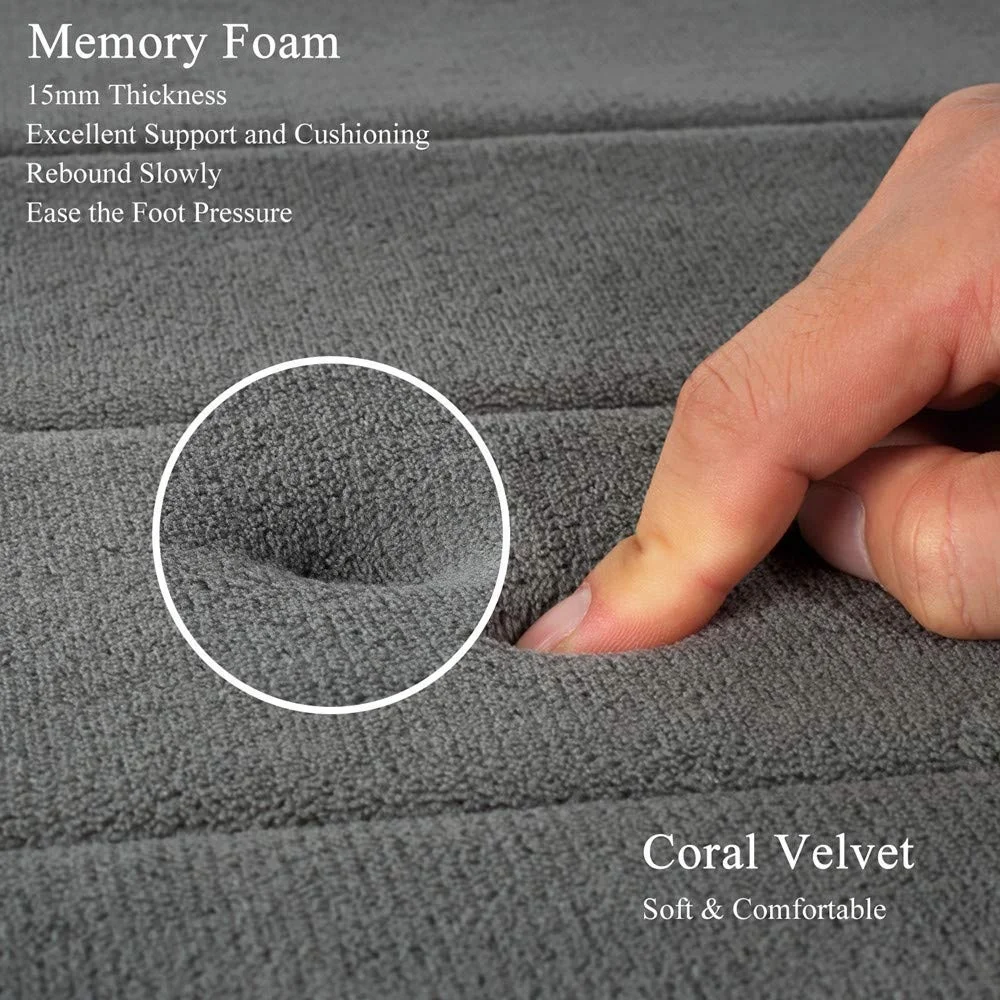 Amazon Bathroom Kitchen Door Non Slip Thick Coral Velvet Bathmat Absorbent Bath Rug Memory Foam Bath Mat with Anti-Skid Bottom