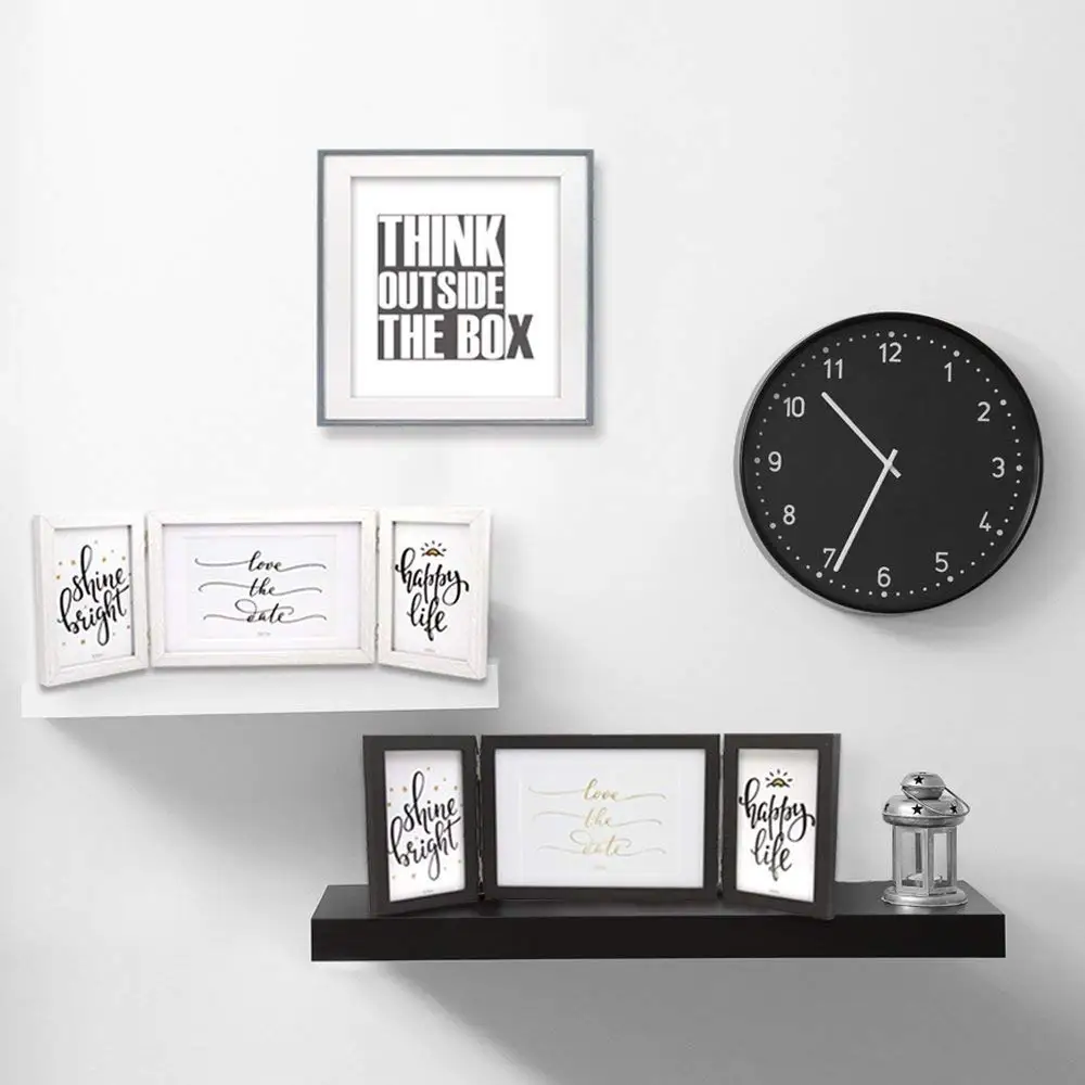 New Design Three Picture Frame 4x6' 5x7' Wooden Folding Black Collage Hinged Folding Triple Photo Frames