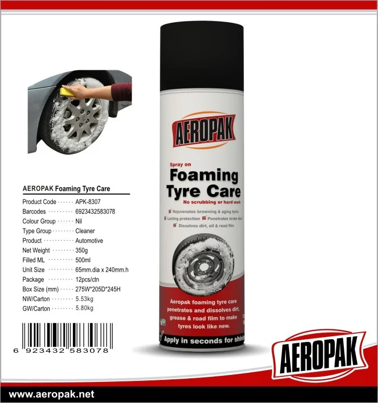 AEROPAK Free sample Foaming tyre care Car wash foaming tyre care cleaner for car wheel