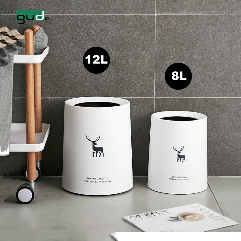 2019 new design household double layers modern custom round plastic double-deck trash can toilet trash can for sale