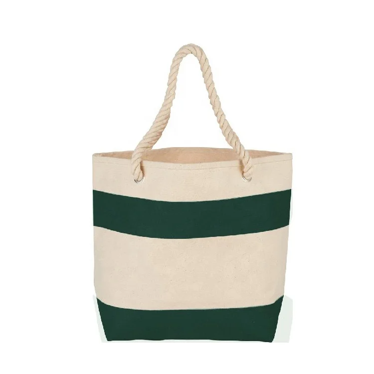 Factory Price High Quality wholesale stripe canvas beach rope handle tote bag