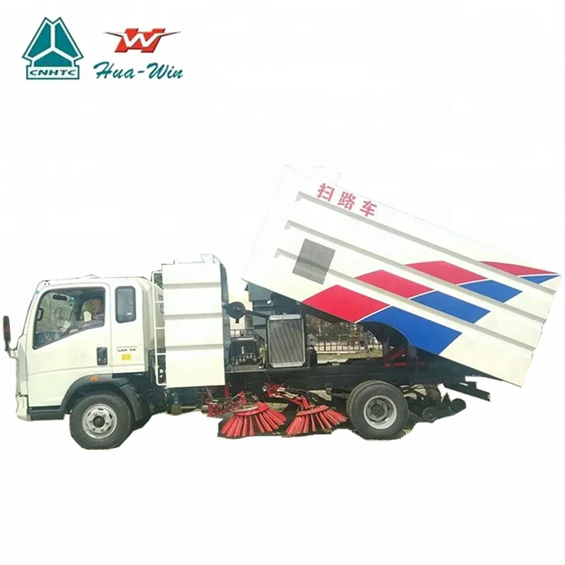 HOWO 4x2 3000Liters-8000Liters light street vacuum and broom dust cleaner road sweeper truck