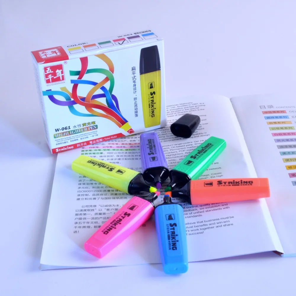 WQN Customized magic rainbow color highlighter markers Oblique shape pen tip