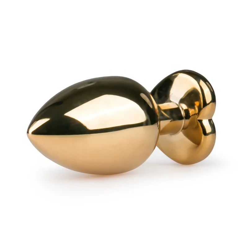 
Hot Sale Adult Product Sex Toy Metal Stainless Steel Anal Plug with Heart Shape Gold Color Butt Plug 