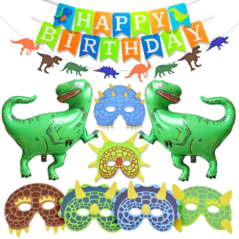 Dinosaur Birthday Party Decorations Dinosaur Balloons Happy Birthday Banner  Dinosaur Mask Party Favors for Birthday Party