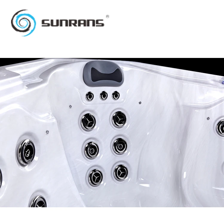 Sunrans 6 Person Whirlpool Massage Spa Bathtub Outdoor Acrylic Luxury Hot Tub For Backyard With Touchscreen Panel