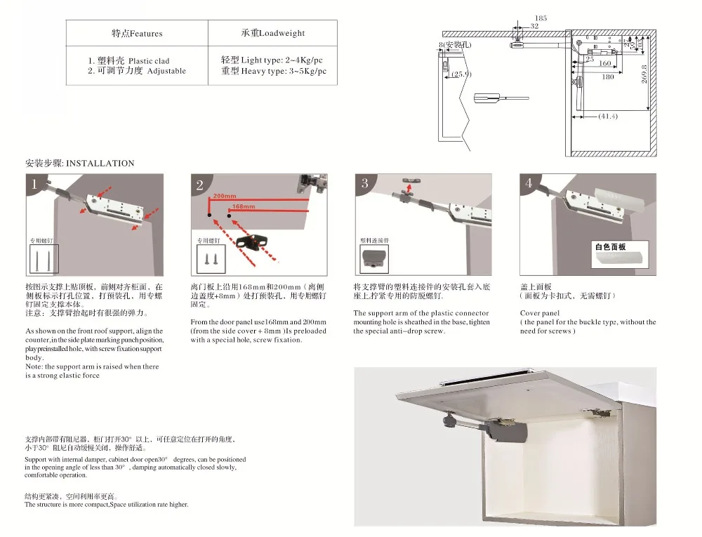 Короткий коэффициент мощности подъема руки для шкафа