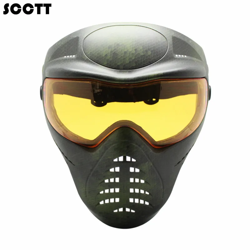 Paintball Mask Enbrille Black Snake Pattern Anti Fog Single Lens