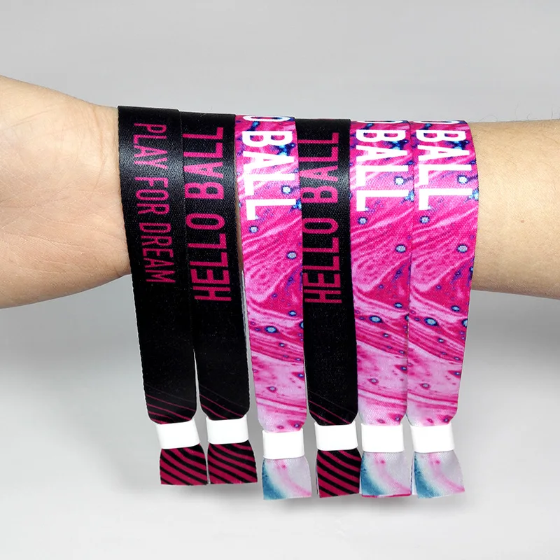 Customizable LOGO text graphics woven fabric holiday wrist band