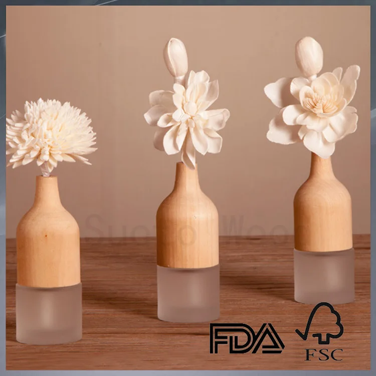 Natural wooden cap for air frensher wooden lid for aroma bottle