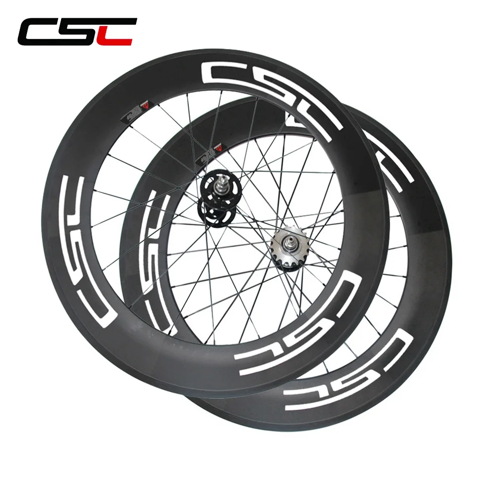 700C x23 Tyre CSC 88mm Clincher Carbon Track Fixed Gear Bicycle Wheel set