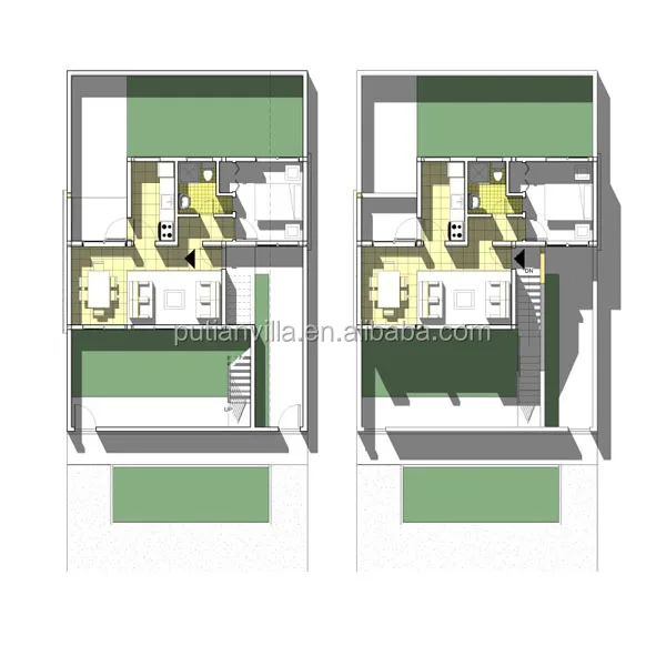 steel structure 2 story 3 bedroom prefab house plans villa
