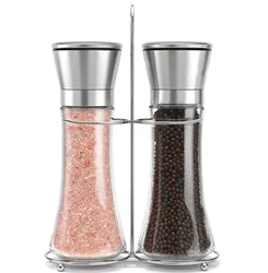 Original Stainless Steel Salt and Pepper Grinder Set With Stand