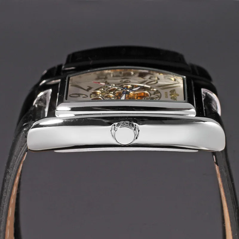 Winner automatic Women Watches Fashion Square Shape Automatic Mechanical Analog Display Leather Vintage Ladies Vintage Watch