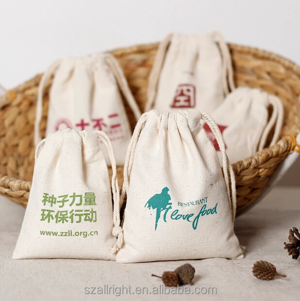 muslin cotton fabric gift bag for gloves drawstring pouch wholesale