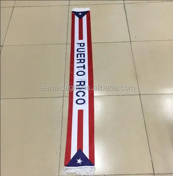 
Acrylic Knitted Jacquard Soccer Football Scarf Puerto Rico Knitted Scarf 