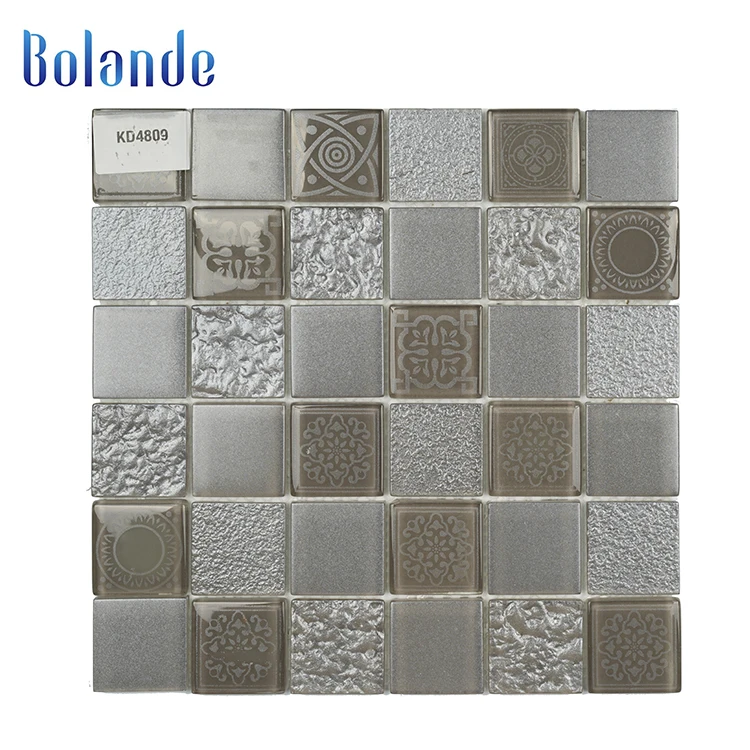 300*300 square mosaic backsplash tiles art design white glass crystal mosaic bathroom wall tile