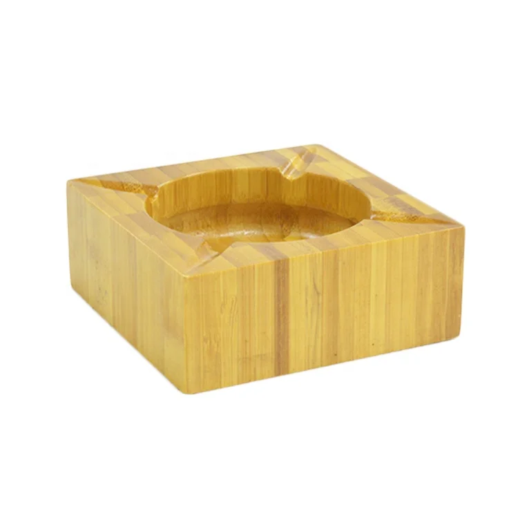 European Fashion Antique Square Creative Personality Birthday Gift Natural Environmental Health Bamboo Base Square Ashtray