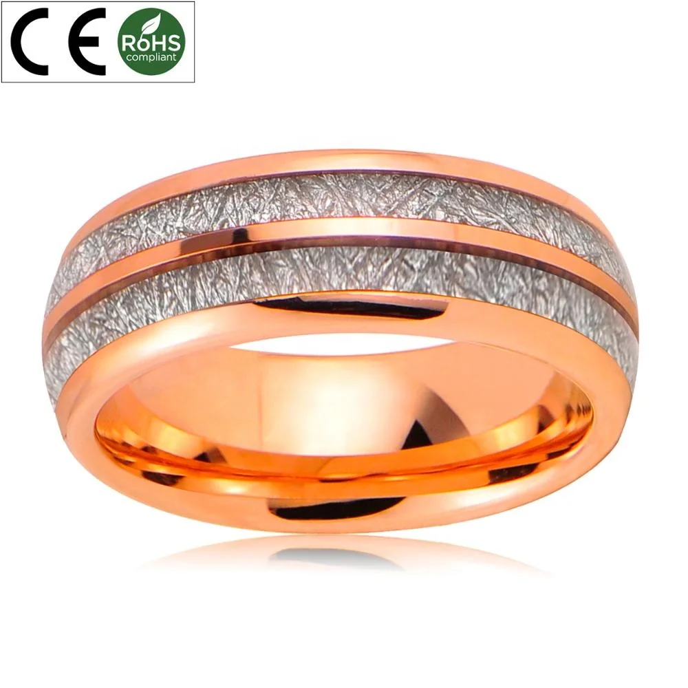 Rose Gold Jewelry Gibeon Meteorite Tungsten Carbide Ring