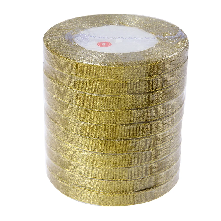 25yard one roll double face glitter gold sliver metallic christmas wired ribbon