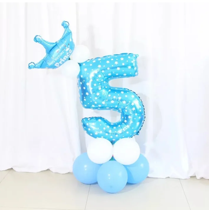 Cross-Border Crown Detonation Model 30 inch Digital Aluminum Balloon Base Path Lead Birthday Party Balloon