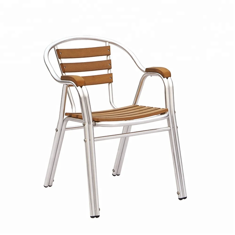 Double Tube Leg Plastic Wood Aluminium Garden Chair