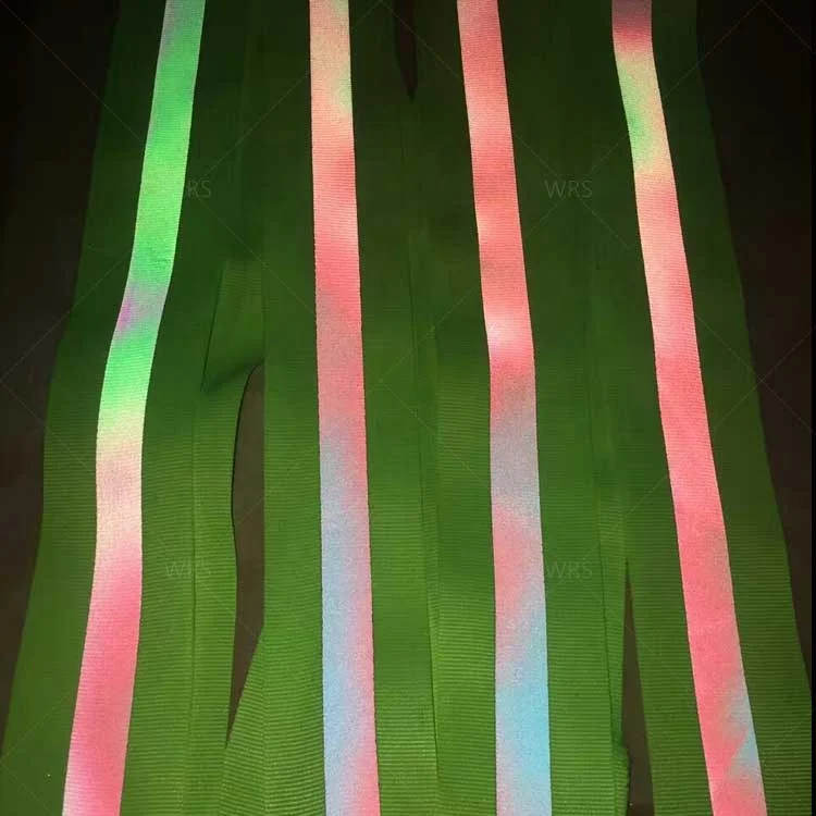 custom hi viz 2 inch shine fluorescence colorful nylon woven reflective logo on the webbing fabric tape for clothing