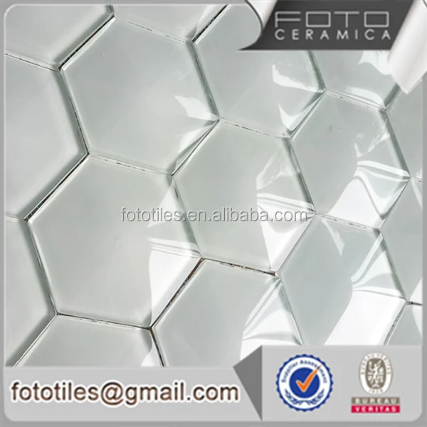 3D Hexagonal crystal glass mosaic kitchen wall tiles mosaic in china