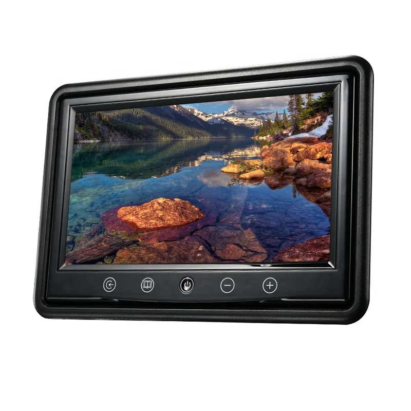HOT 9 inch display car headrest monitor with buttons support 2 AV input