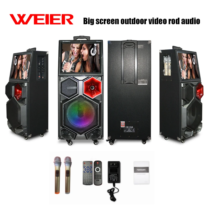 Trolley  speaker karaoke subwoofer portable  speaker with wireless mic  home theater speaker system