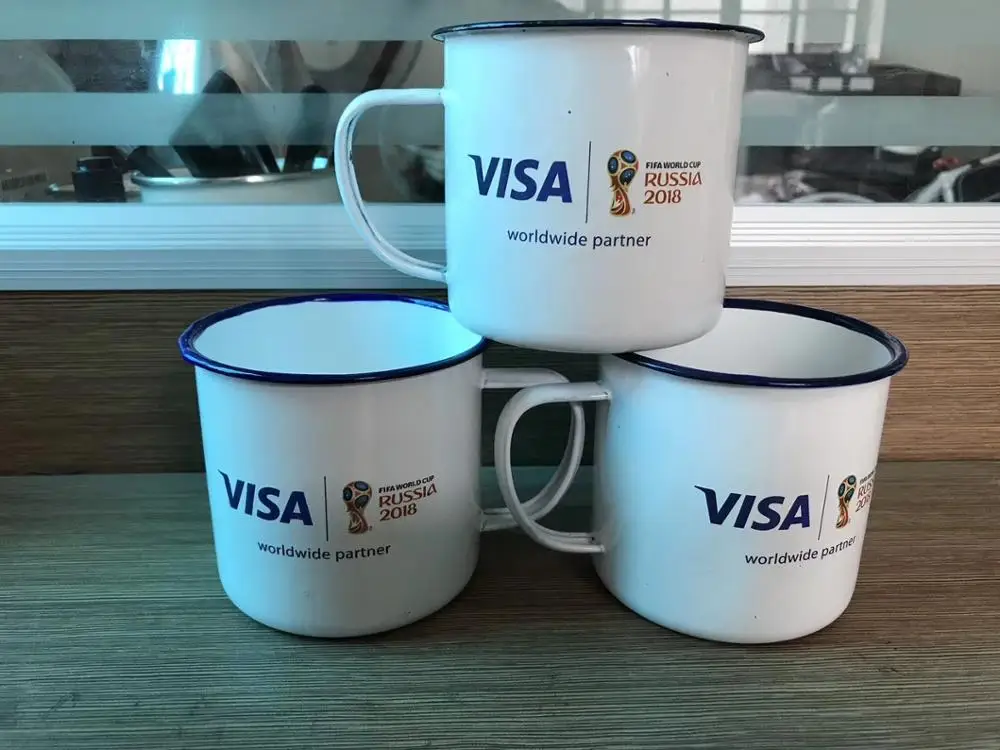 Custom logo printing steel enamel mug sublimation white enamel camping mug wholesale enamel metal coffee mug