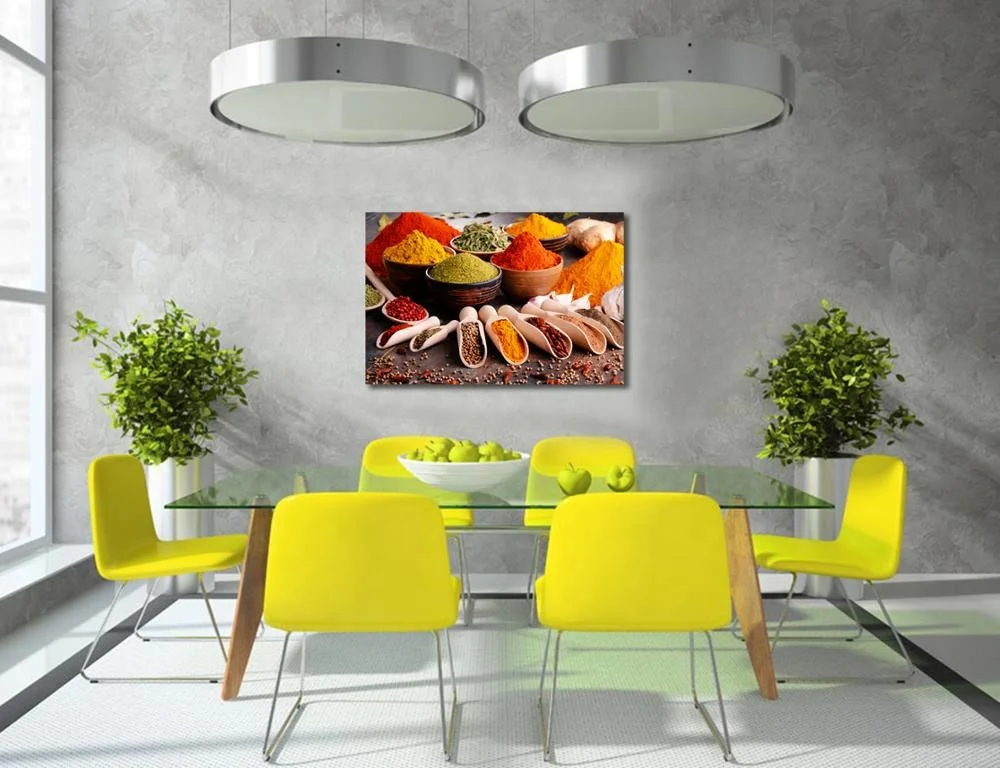 
Kitchen Wall Decor Spice in Spoon Pepper Pictures Herbs and Spices Food Themed Painting Canvas Prints Framed and Stretched 