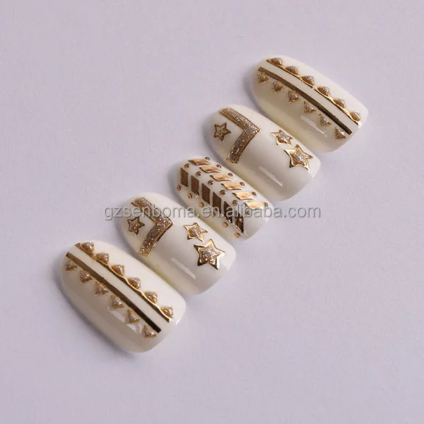 Senboma Golden Star Powder Artificial Nails False 3D For Nail Salon