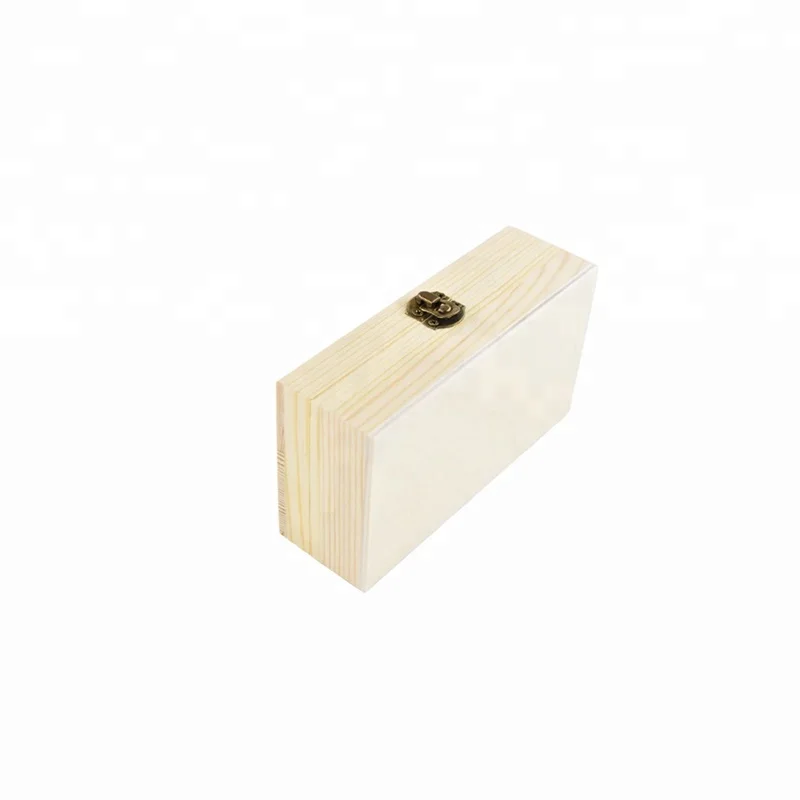 Classic creative wooden box treasure chest with hinge lid