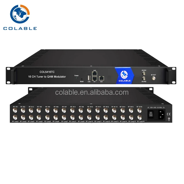 Cable tv solution satellite transmodulator  system 16DVB-s/s2 to DVB-T modulator COL5416TC