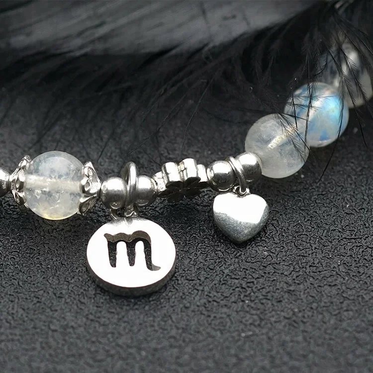 Women Round Logo Charm Crystal Natural Stone Bead 12 Chinese Zodiac Animals Bracelets