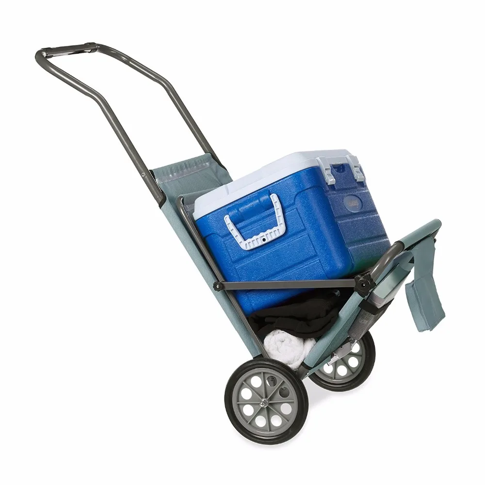 Outdoor Foldable Beach Lounger with Wheels and Shade, Adjustable Backrest