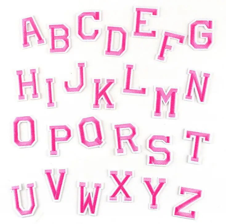 26pcs Embroidered Iron On Patch Red Alphabet Letter Patches