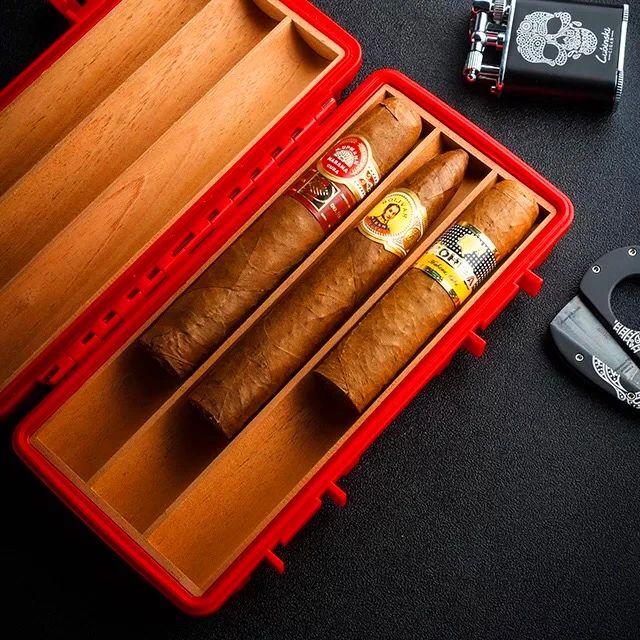 
Custom High Glossy Cedar Wooden Cabinet Portable Cigar Humidor Box 